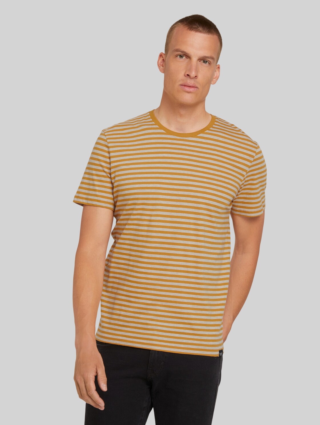 TOM TAILOR Gestreiftes T-Shirt mit Bio-Baumwolle, Herren, flame brown melange stripe, Größe: XXL