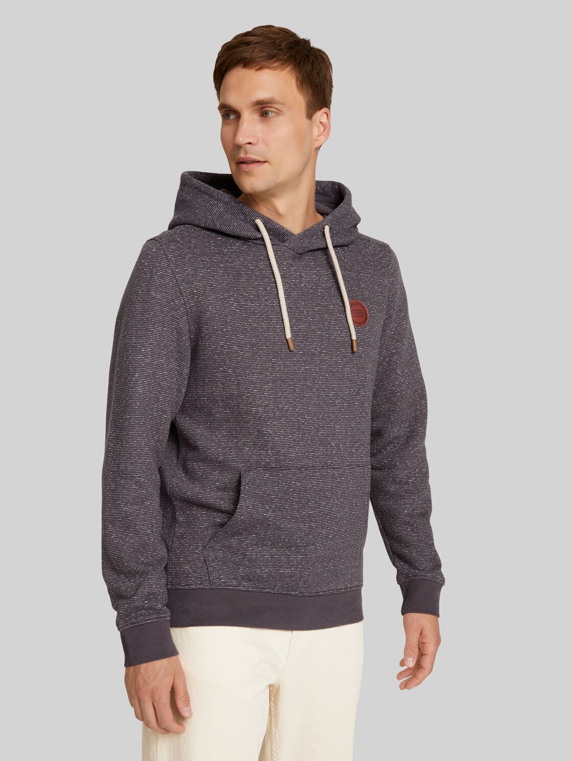 TOM TAILOR gestreifter Hoodie, Herren, cyber grey inject stripe, Größe: S