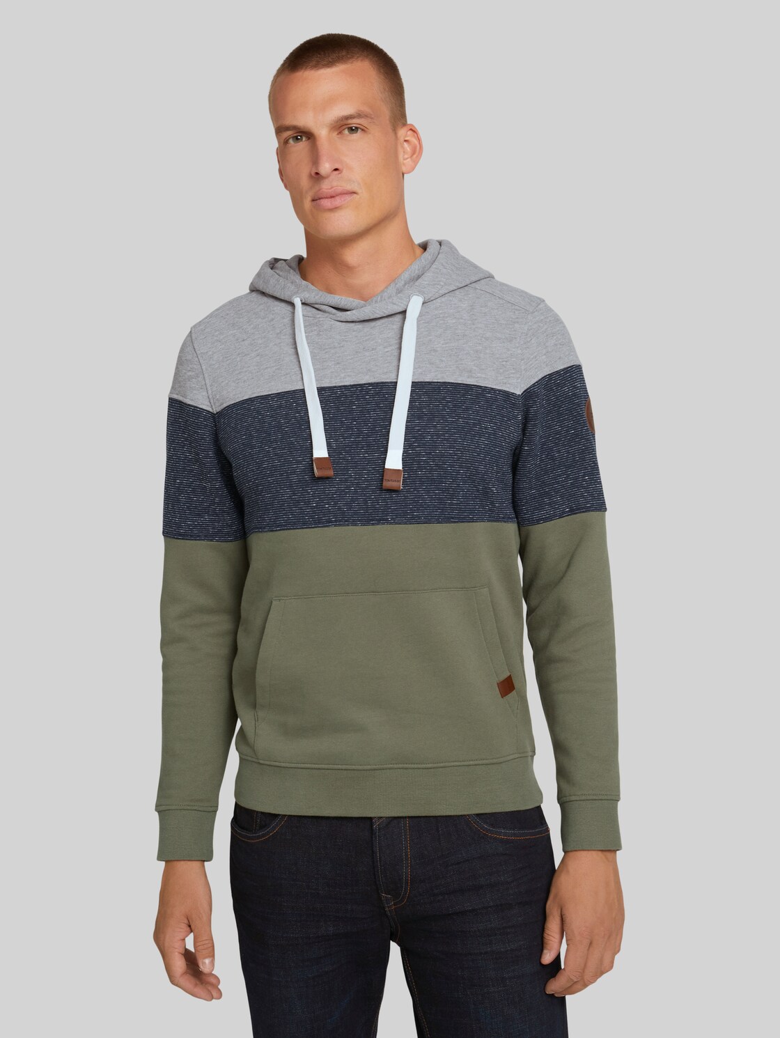 TOM TAILOR gestreifter Hoodie, Herren, Oak Leaf Green, Größe: L