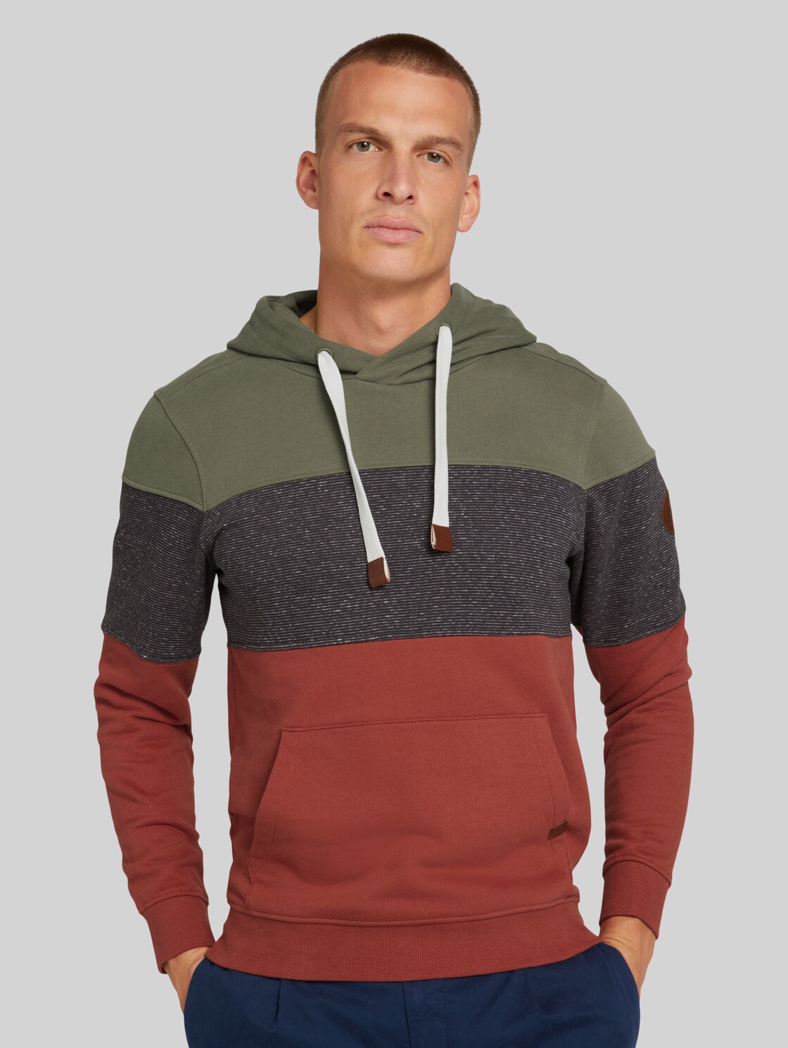 TOM TAILOR gestreifter Hoodie, Herren, chili oil red, Größe: XL