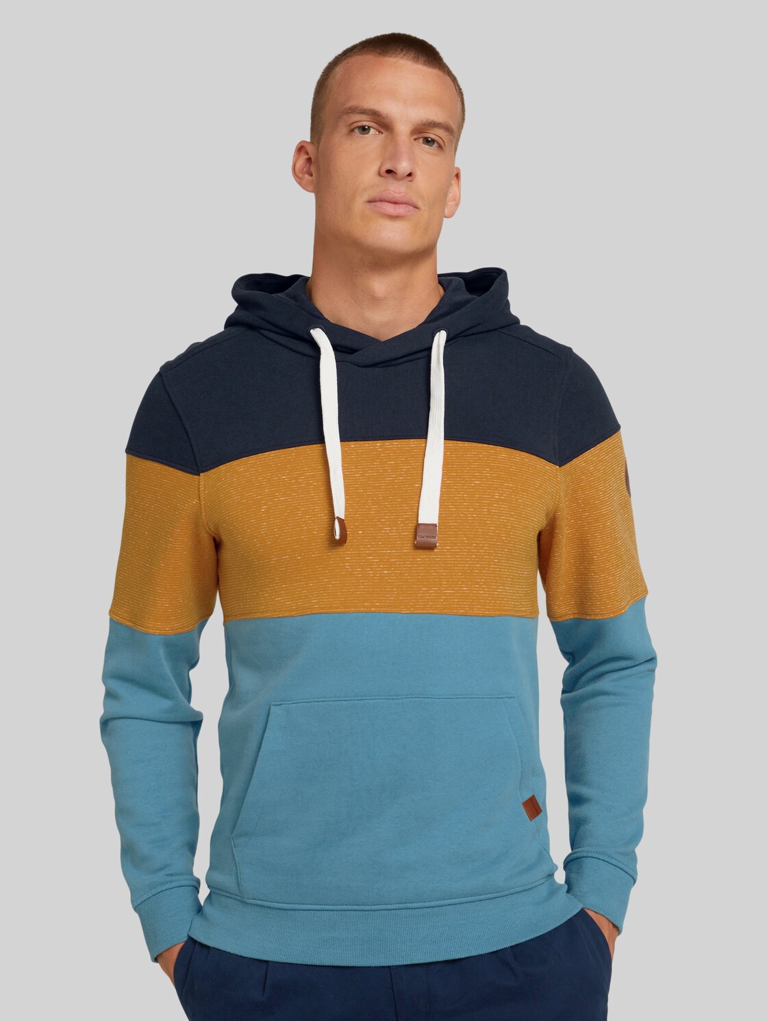TOM TAILOR gestreifter Hoodie, Herren, smokey aqua, Größe: XL