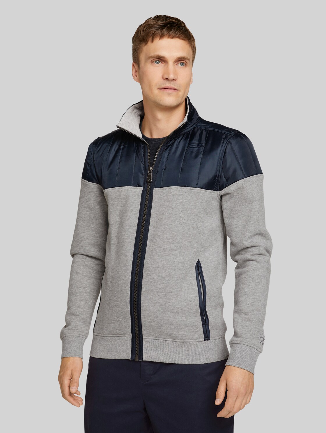 TOM TAILOR Jacke mit Stehkragen, Herren, Middle Grey Melange, Größe: XXXL