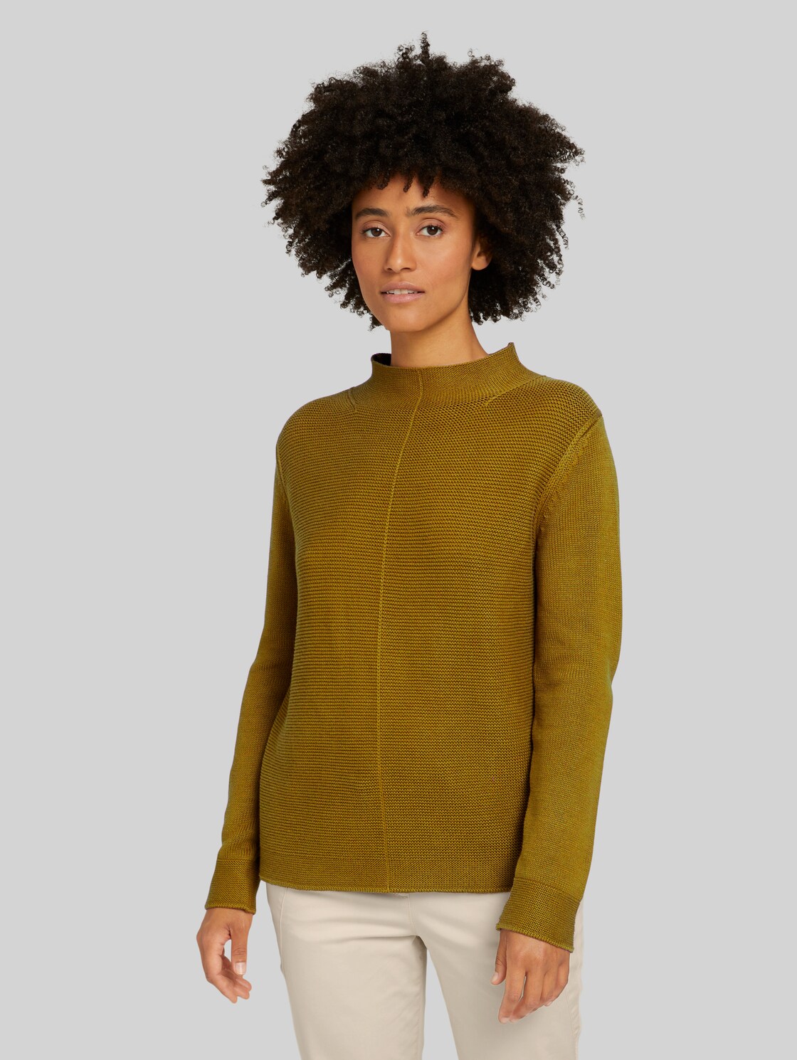 TOM TAILOR Strukturierter Pullover mit Bio-Baumwolle, Damen, khaki olive, Größe: XL