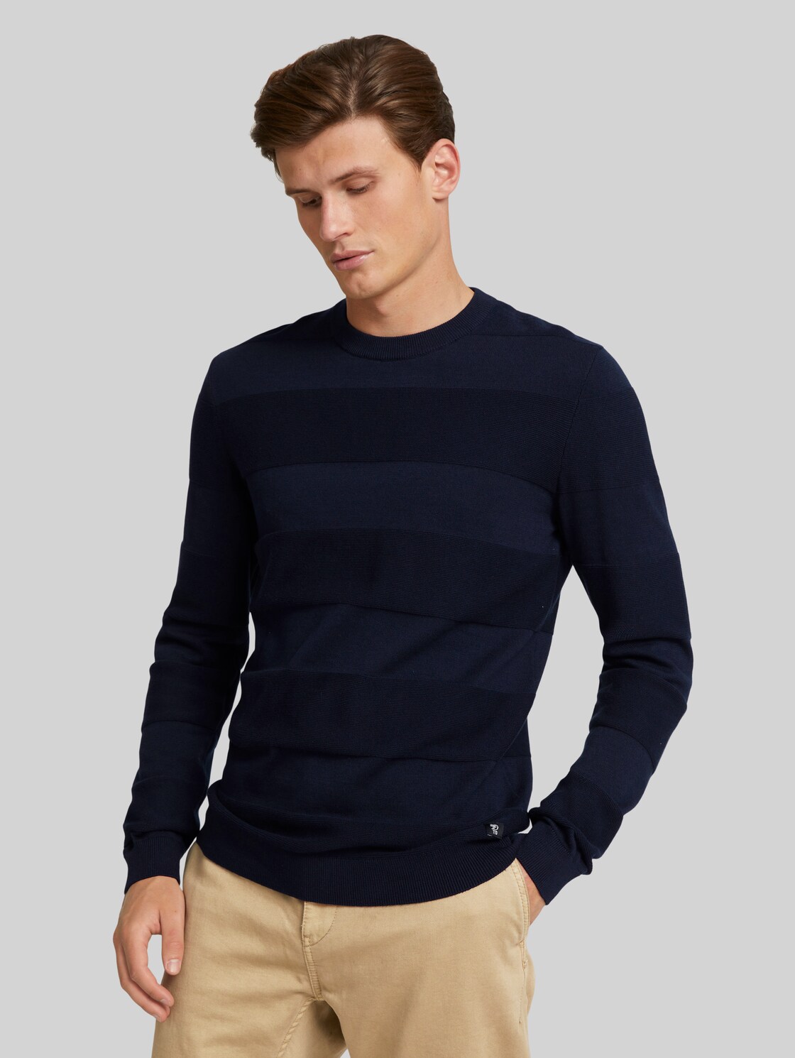 TOM TAILOR DENIM strukturierter Pullover mit Bio-Baumwolle, Herren, Sky Captain Blue, Größe: L