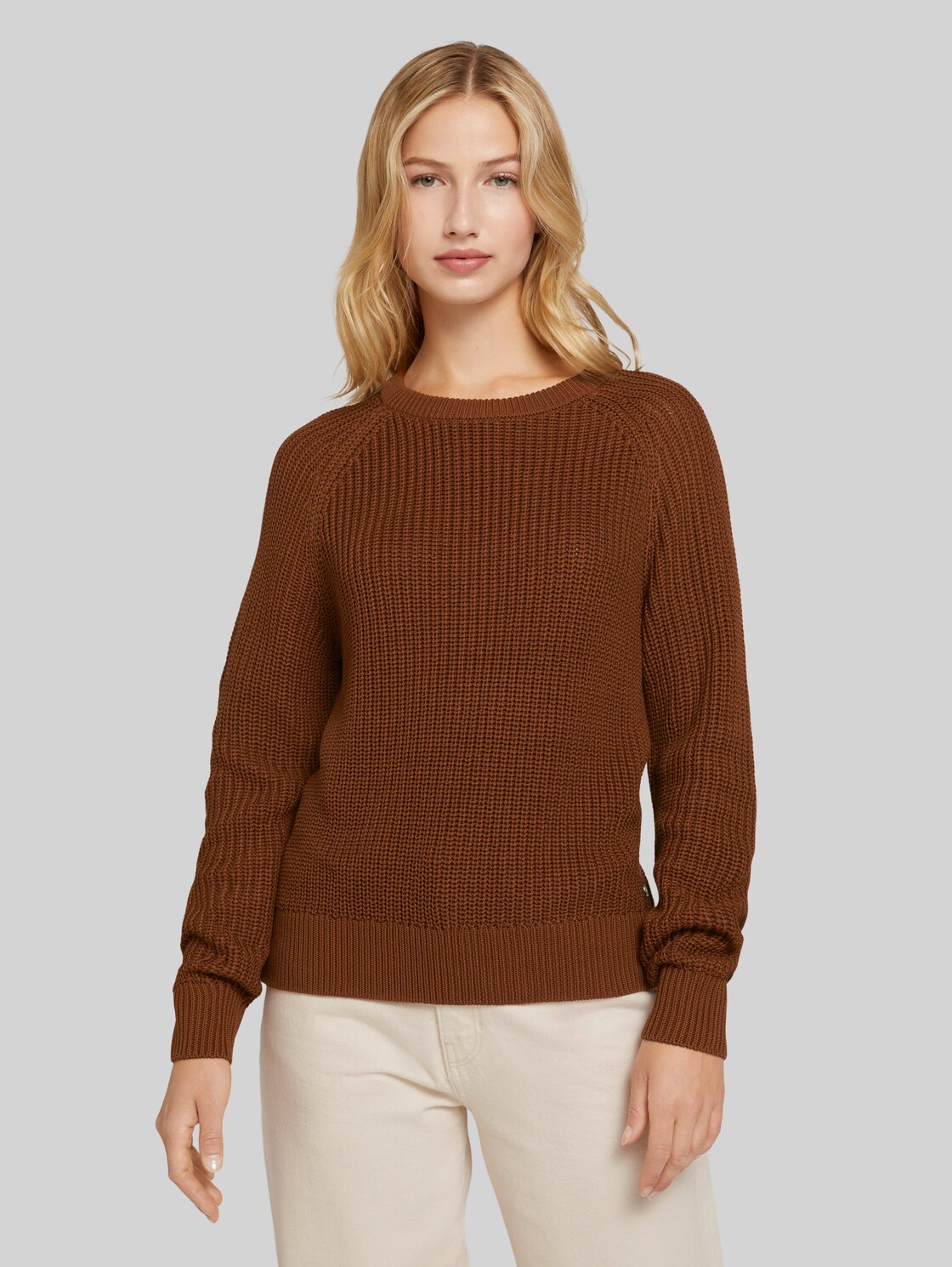 TOM TAILOR DENIM Pullover mit Bio-Baumwolle, Damen, amber brown, Größe: XL