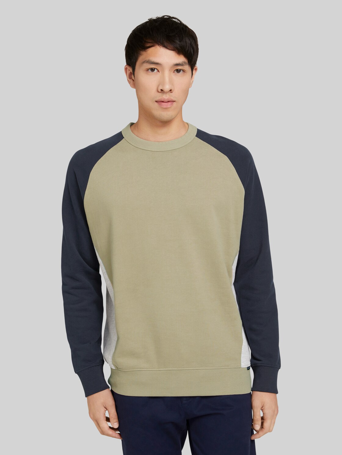 TOM TAILOR DENIM Sweatshirt mit Colour Blocking, Herren, Silver Olive, Größe: XXL