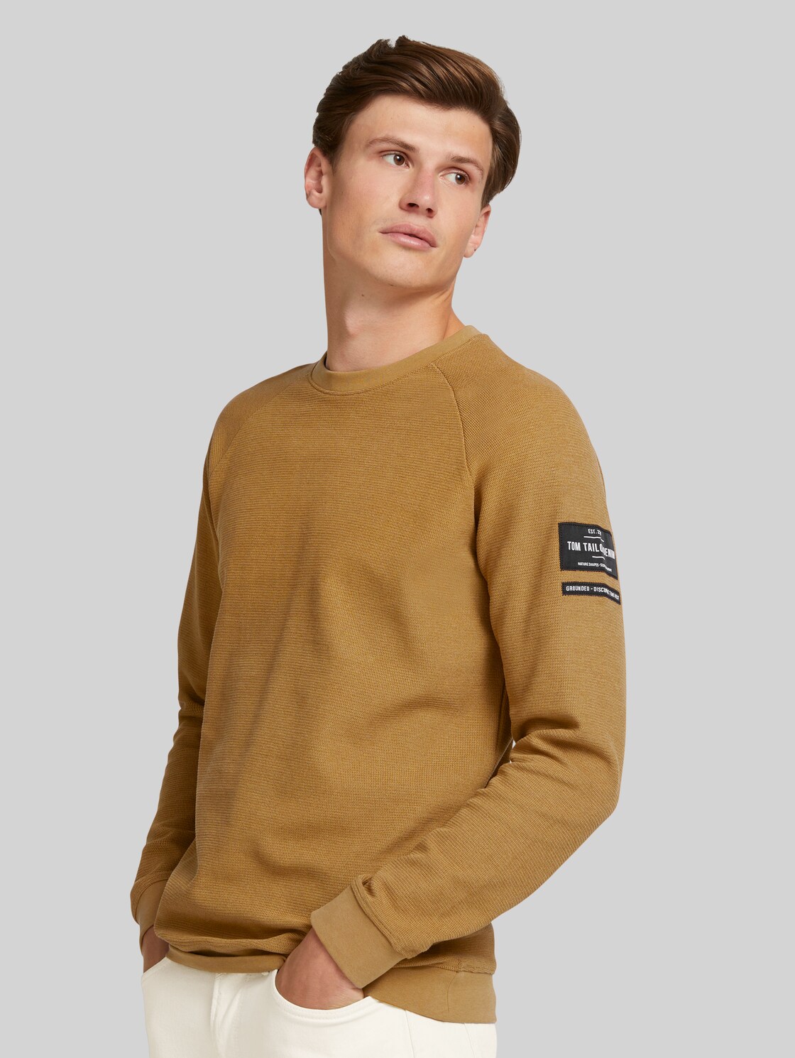 TOM TAILOR DENIM strukturierter Pullover, Herren, deep cognac, Größe: XXL