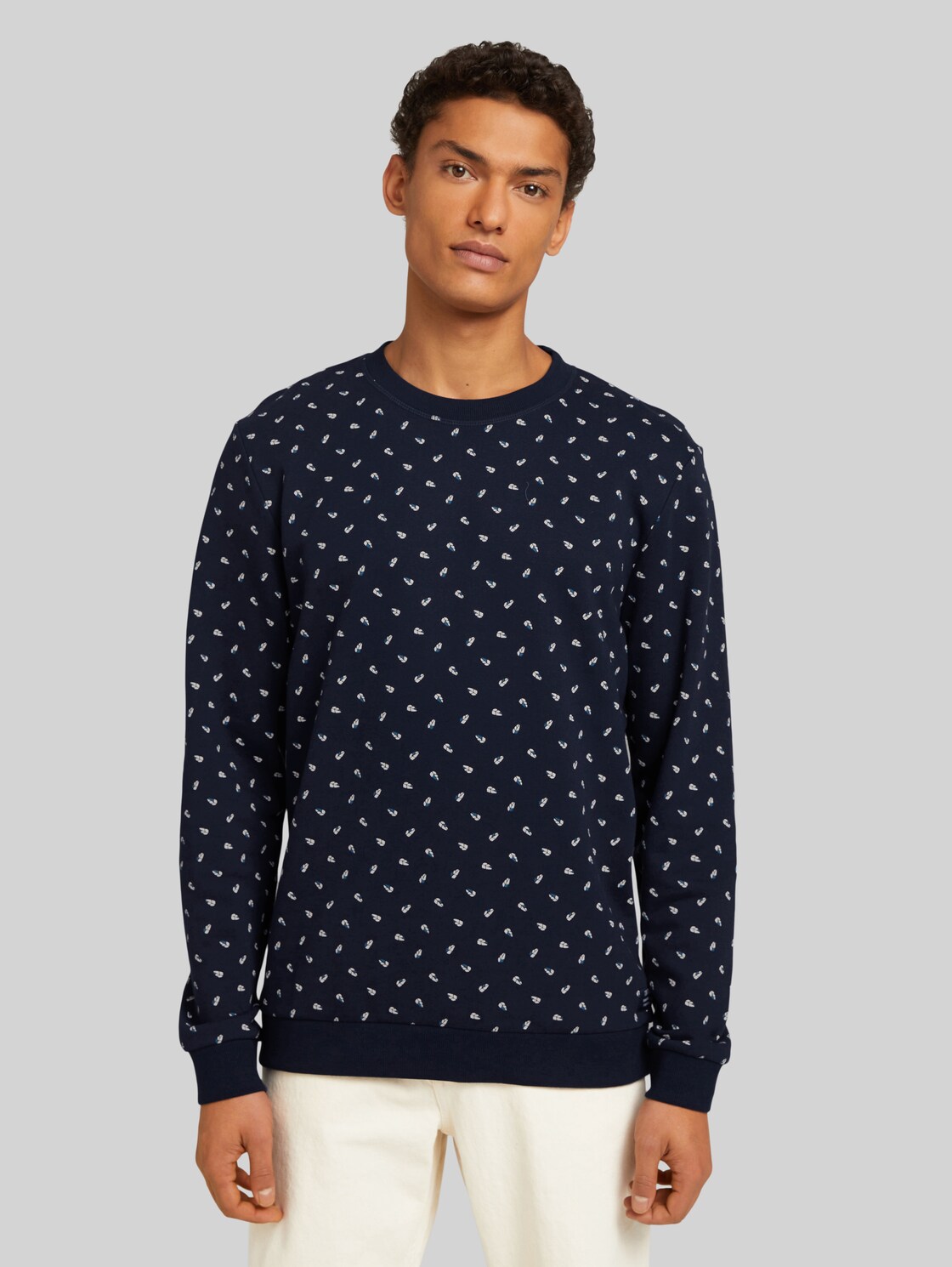TOM TAILOR DENIM gemustertes Sweatshirt, Herren, navy leaf print, Größe: XXL