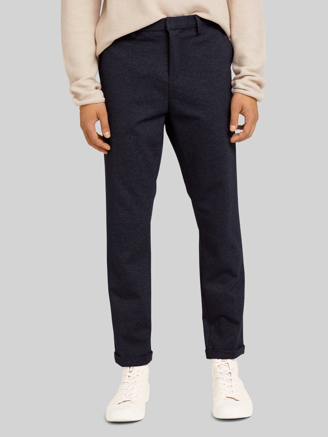 TOM TAILOR DENIM Slim Chino Hose, Herren, blue grey zig zag structure, Größe: XXL