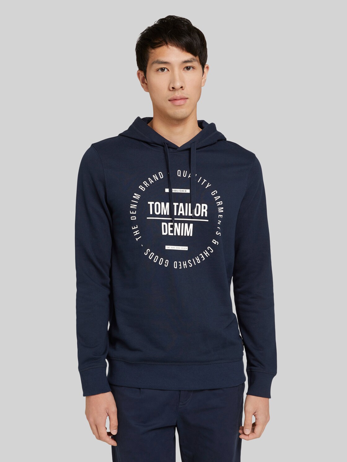 TOM TAILOR DENIM Hoodie mit Print, Herren, Sky Captain Blue, Größe: L