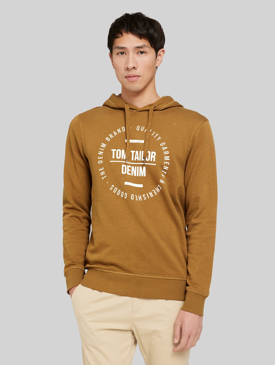 TOM TAILOR DENIM Hoodie mit Print, Herren, deep cognac, Größe: XL