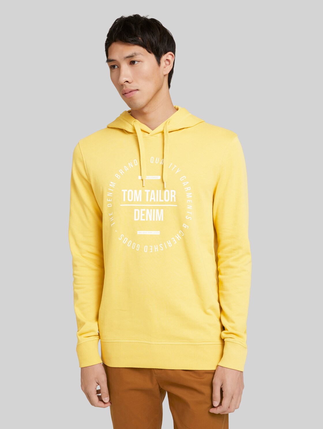 TOM TAILOR DENIM Hoodie mit Print, Herren, golden ochre, Größe: XXL