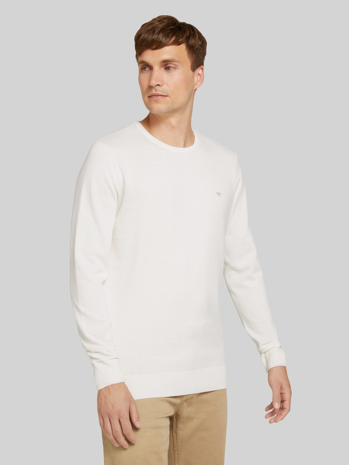 TOM TAILOR Melierter Strickpullover, Herren, Knit White, Größe: XXL