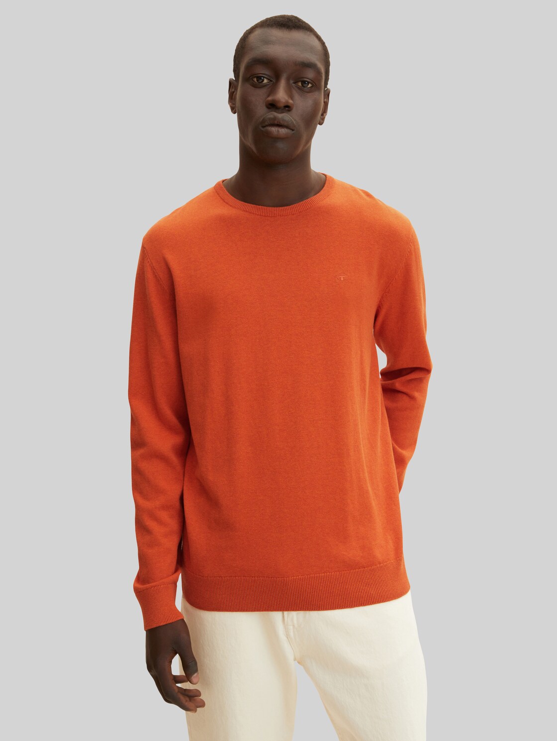 TOM TAILOR Herren Melierter Strickpullover, orange, Gr. XL,
