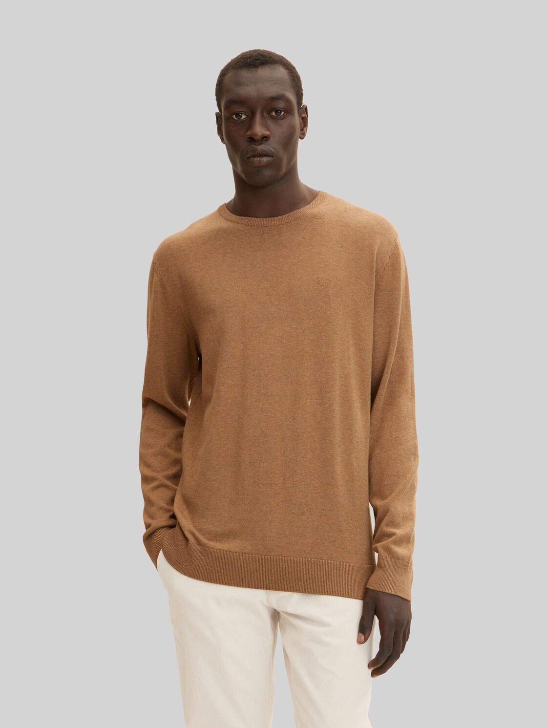 TOM TAILOR Herren Melierter Strickpullover, beige, Gr. XL,