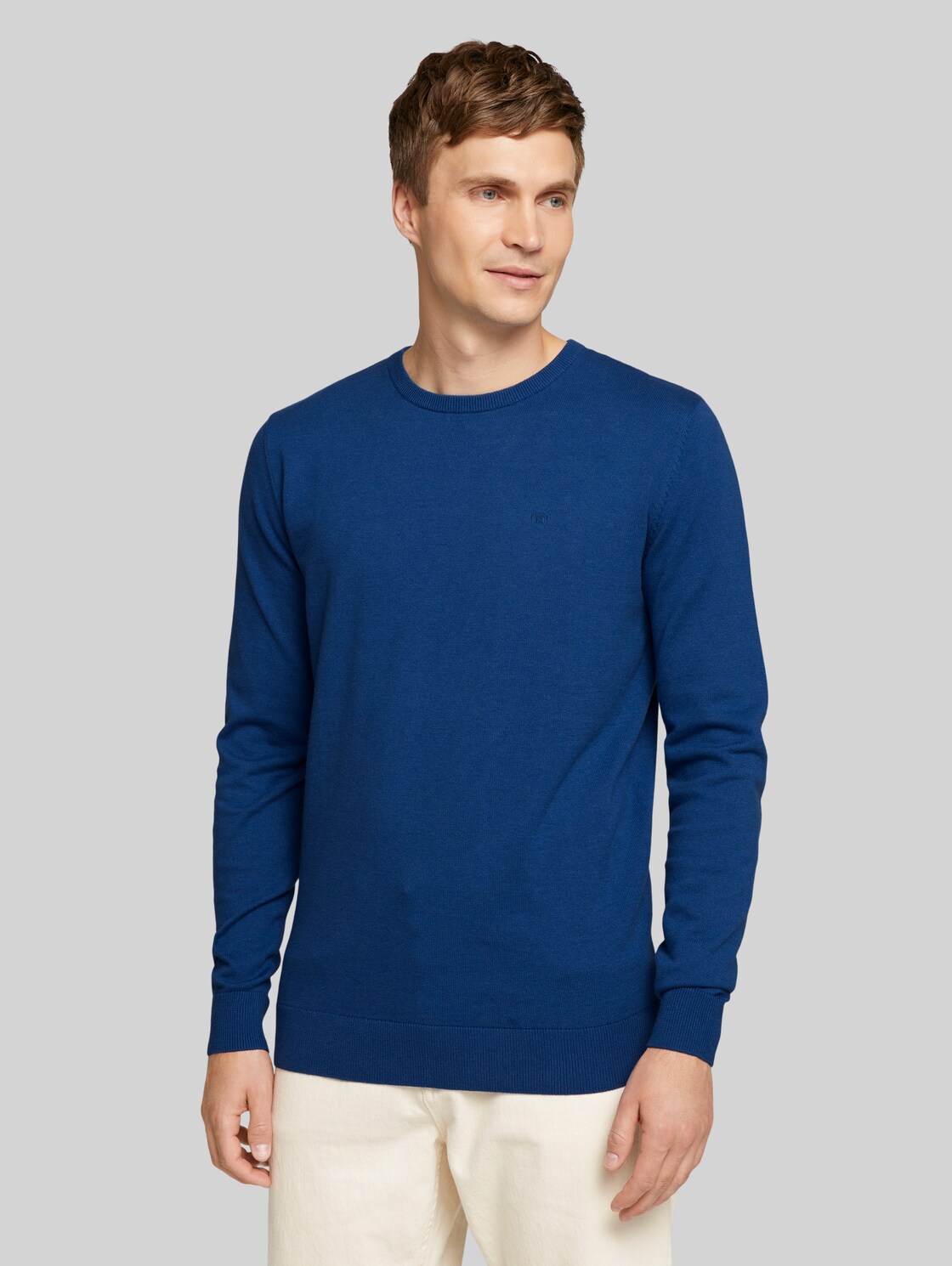 TOM TAILOR Melierter Strickpullover, Herren, bright blue melange, Größe: L