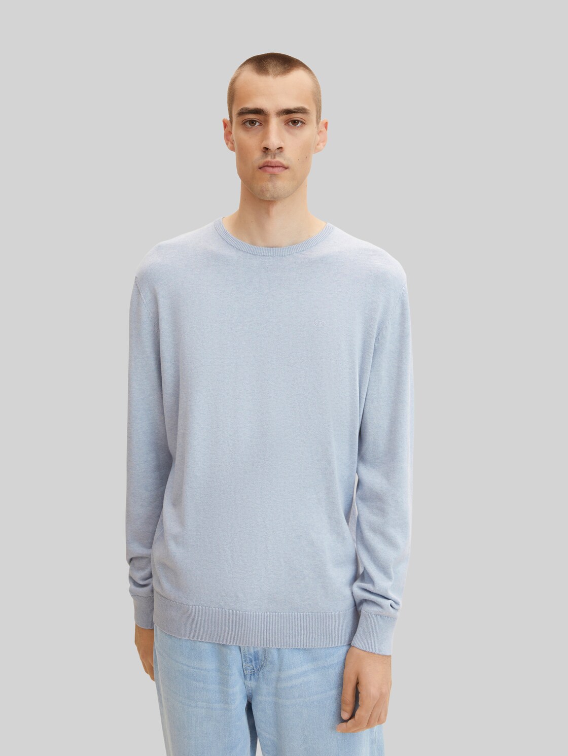 TOM TAILOR Herren Melierter Strickpullover, blau, Gr. XL,