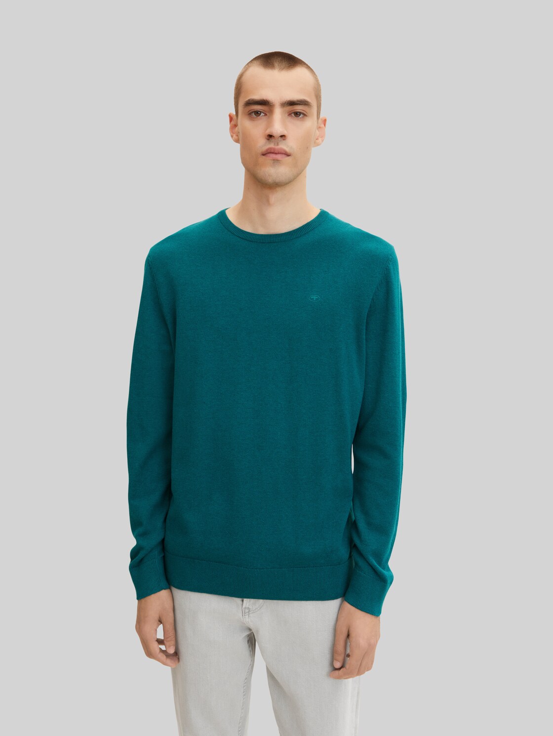 TOM TAILOR Herren Melierter Strickpullover, grün, Gr. XL,