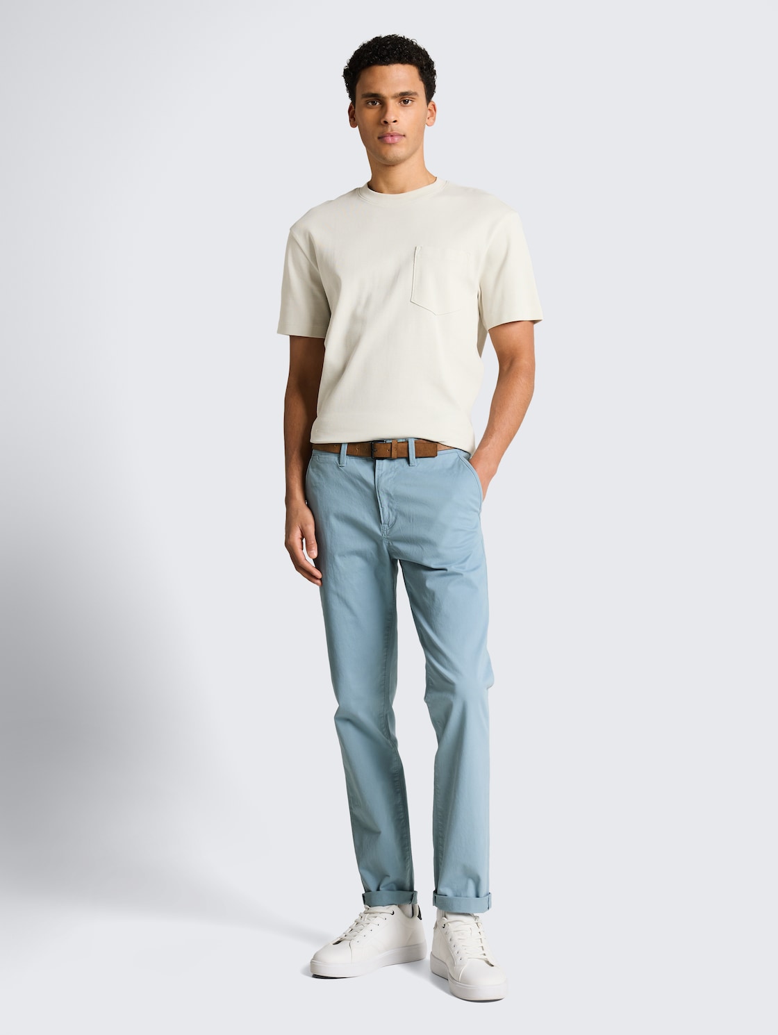 Thumbnail - TOM TAILOR DENIM Herren Slim Chino Hose mit Gürtel, blau, Uni, Gr. 33/32