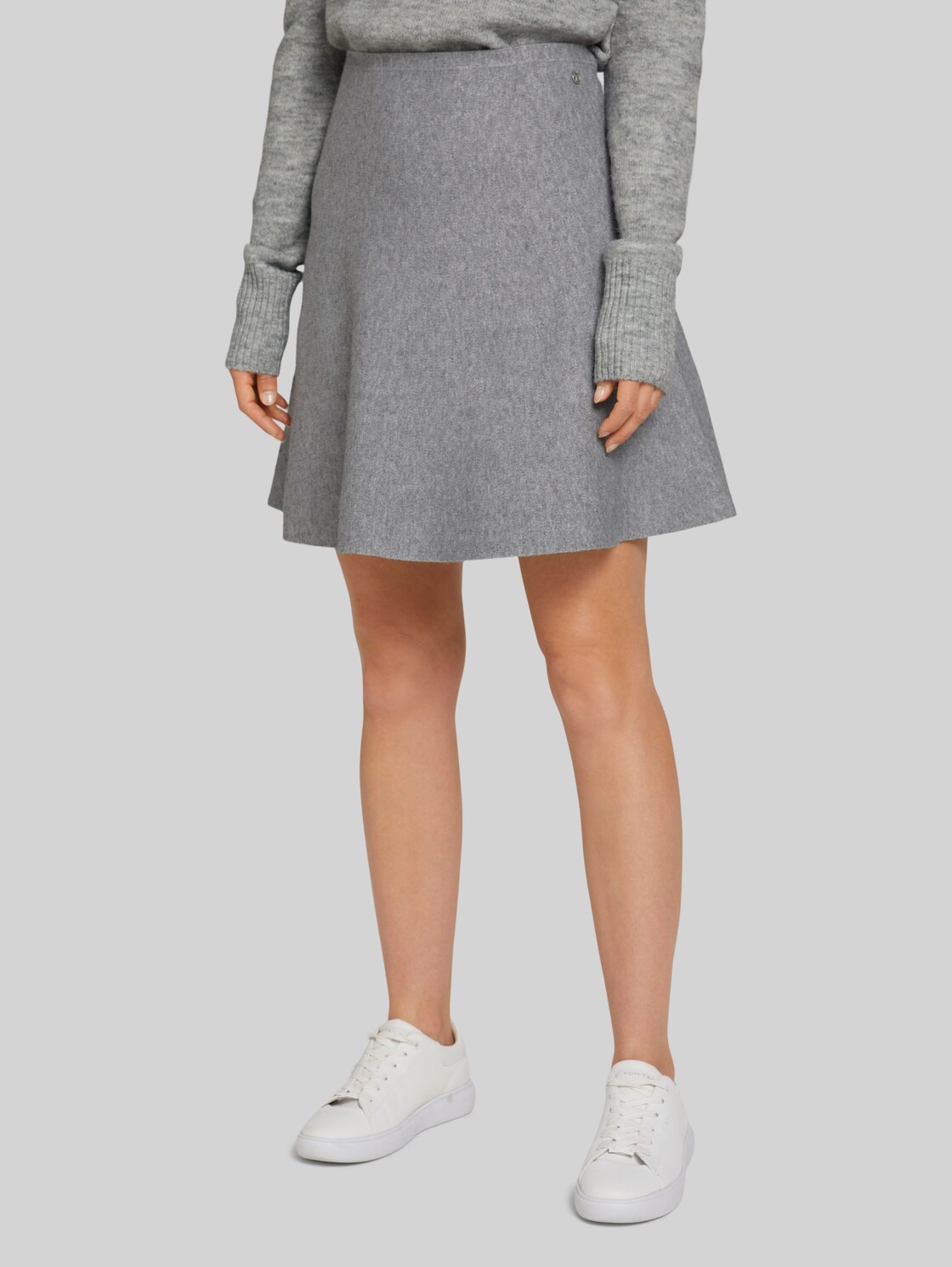 TOM TAILOR DENIM ausgestellter Mini-Rock, Damen, Light Silver Grey Mélange, Größe: XS