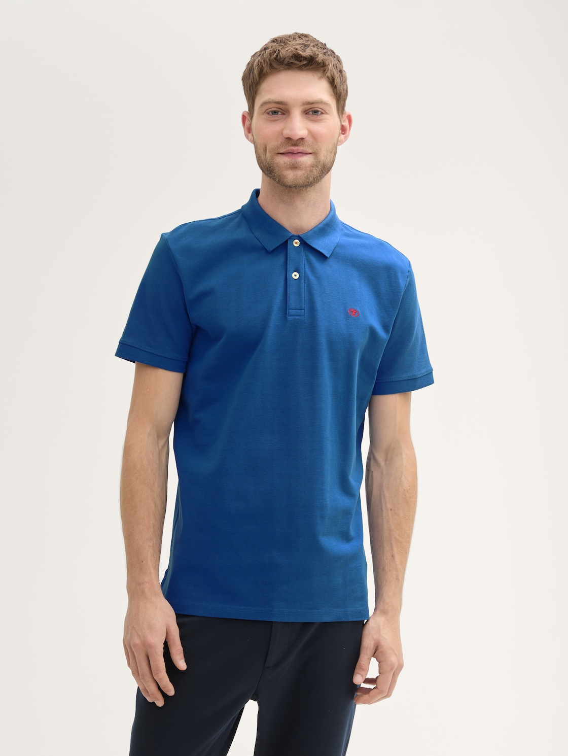 Thumbnail - TOM TAILOR Herren Piqué Poloshirt aus Baumwolle, blau, Uni, Gr. L