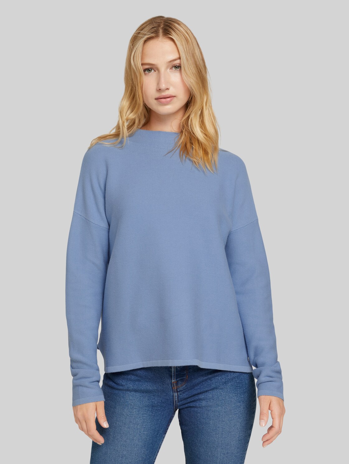 TOM TAILOR DENIM Pullover aus Bio-Baumwolle, Damen, bel air blue, Größe: XL