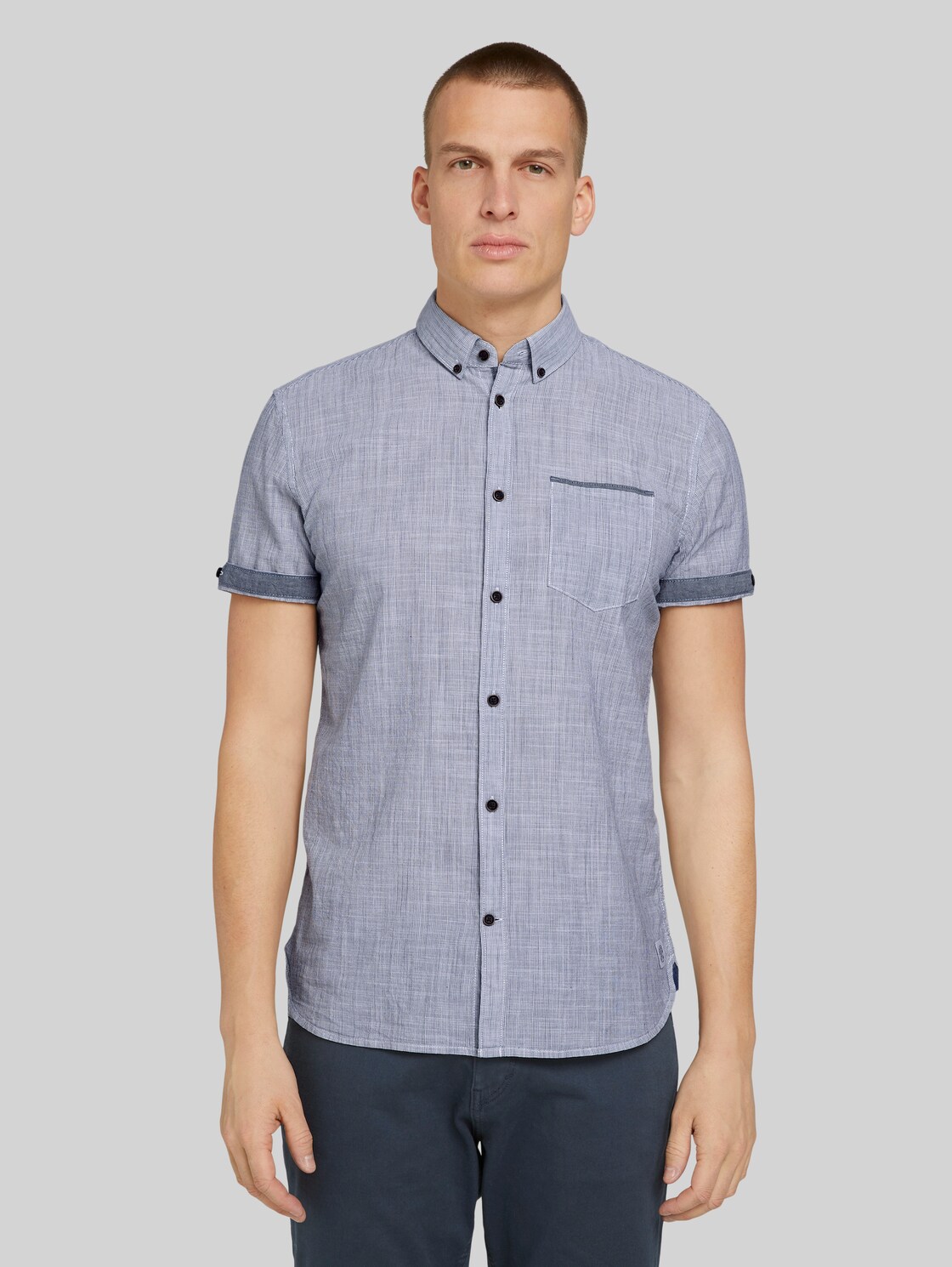 TOM TAILOR kariertes Hemd, Herren, Navy Pint Stripe, Größe: XXXL