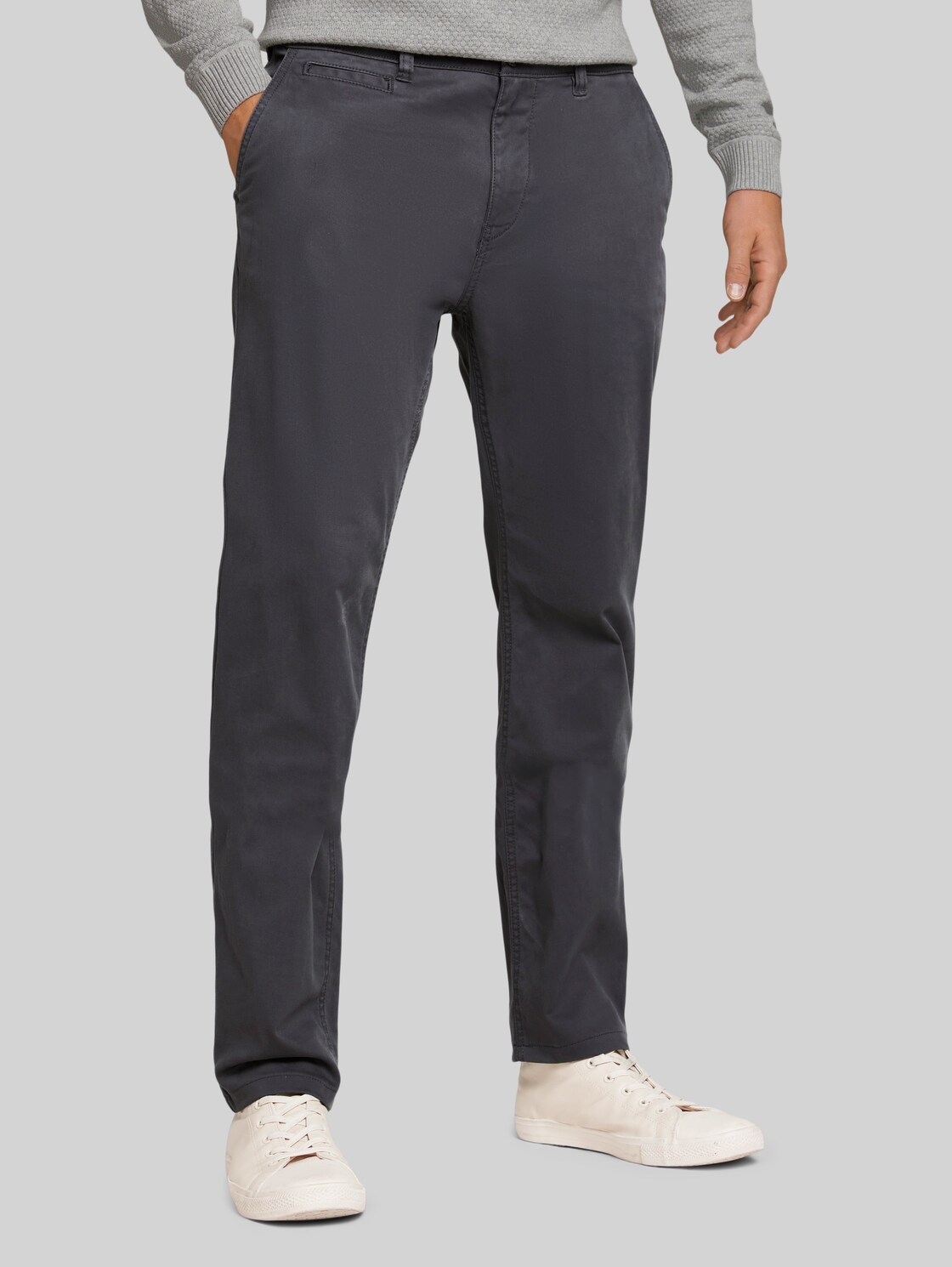TOM TAILOR Tavis Slim Satin Hose mit Bio-Baumwolle, Herren, Tarmac Grey, Größe: 36/34