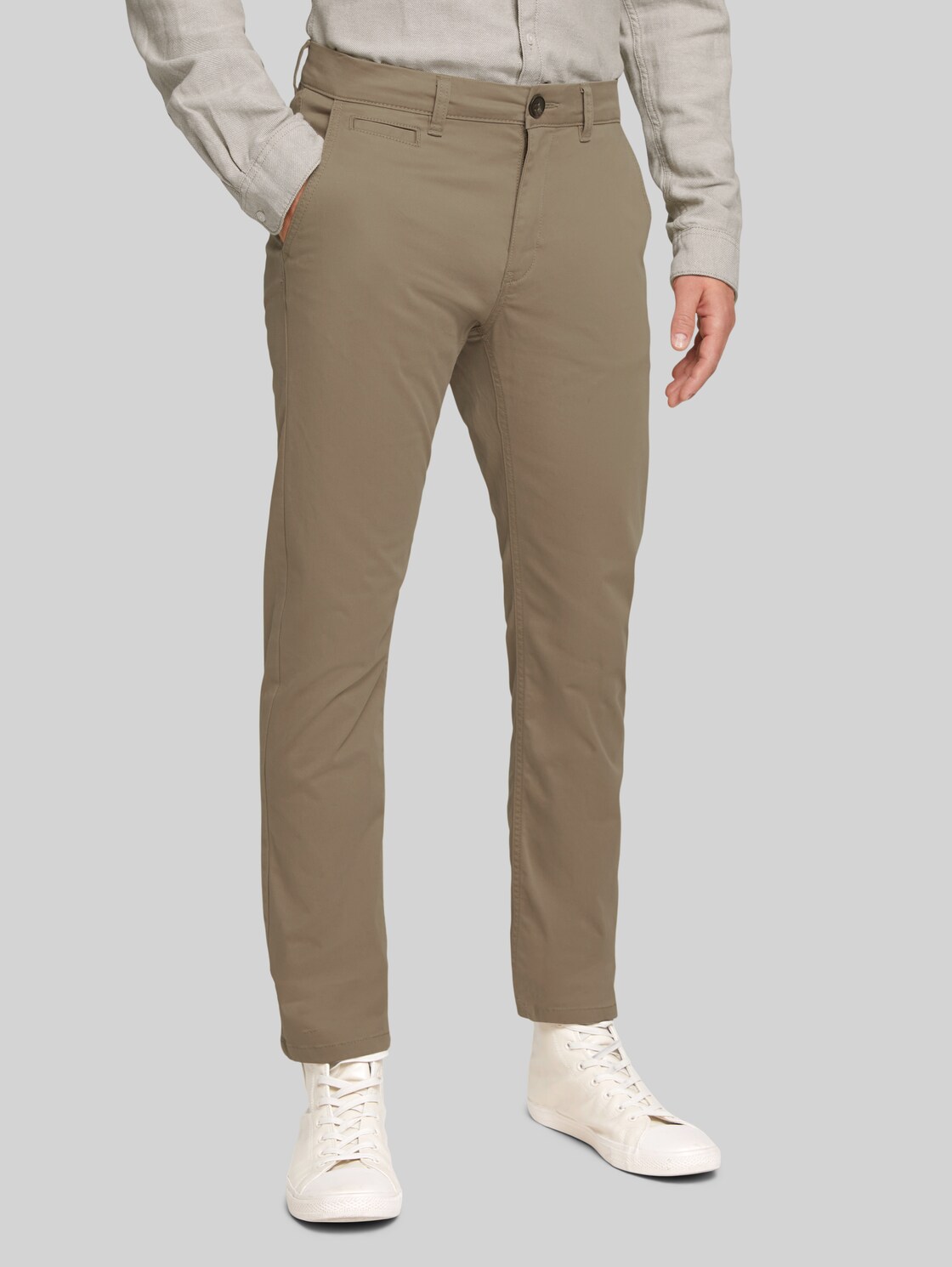 TOM TAILOR Tavis Slim Satin Hose mit Bio-Baumwolle, Herren, Coastal Fog Beige, Größe: 33/32