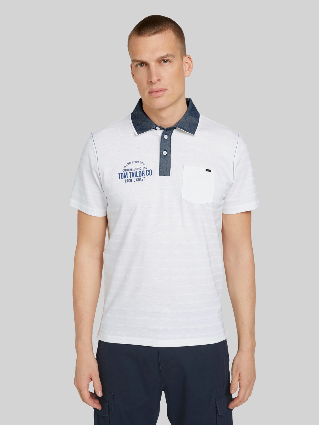 TOM TAILOR gestreiftes Poloshirt, Herren, Off White, Größe: S
