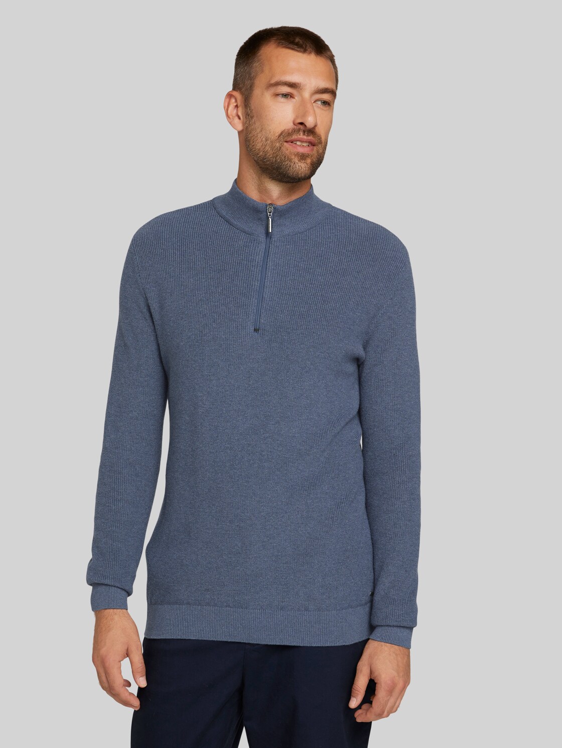 TOM TAILOR strukturierter Pullover, Herren, vintage indigo blue melange, Größe: XL