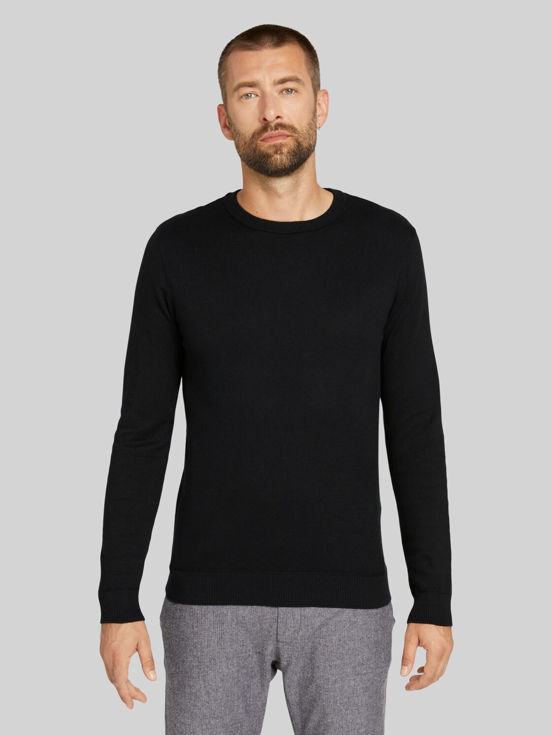 TOM TAILOR strukturierter Pullover, Herren, Black, Größe: XL