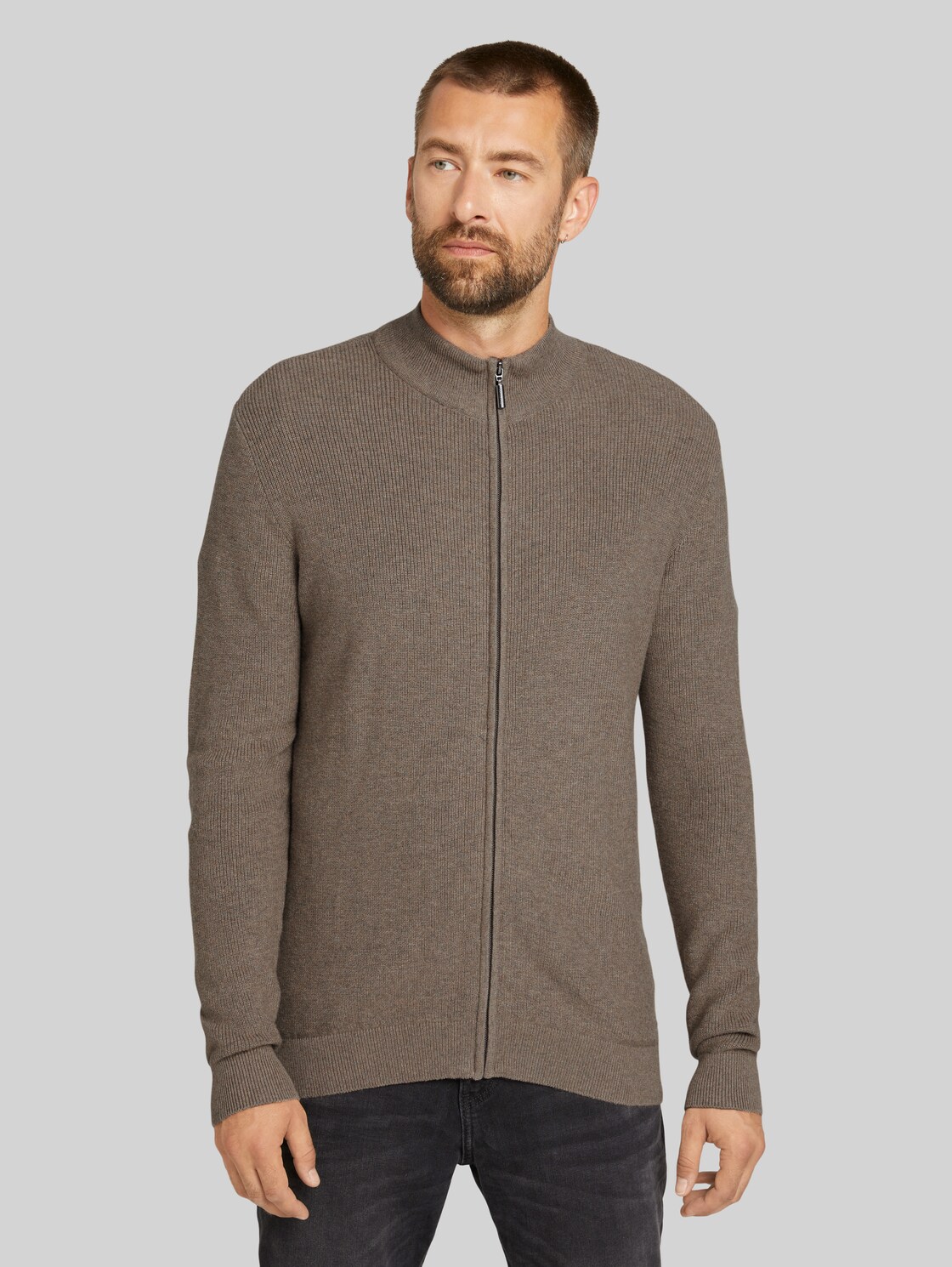 TOM TAILOR strukturierte Jacke, Herren, light wood taupe melange, Größe: M