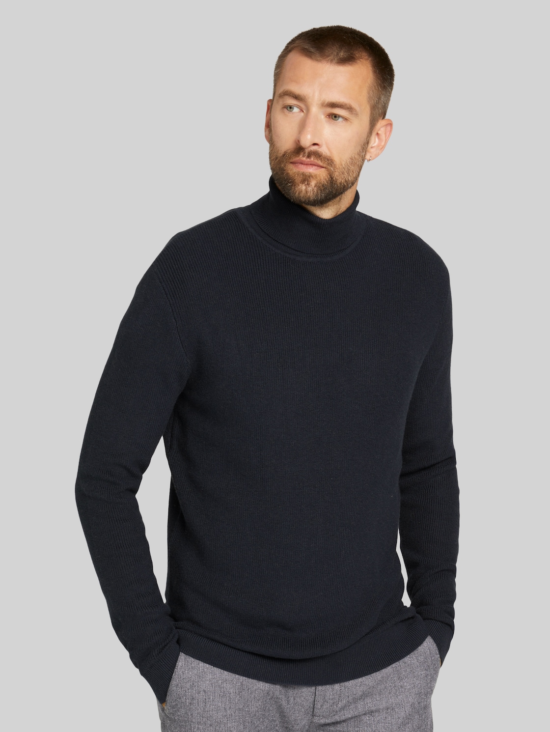TOM TAILOR Strukturierter Rollkragenpullover  , Herren, Sky Captain Blue, Größe: XL