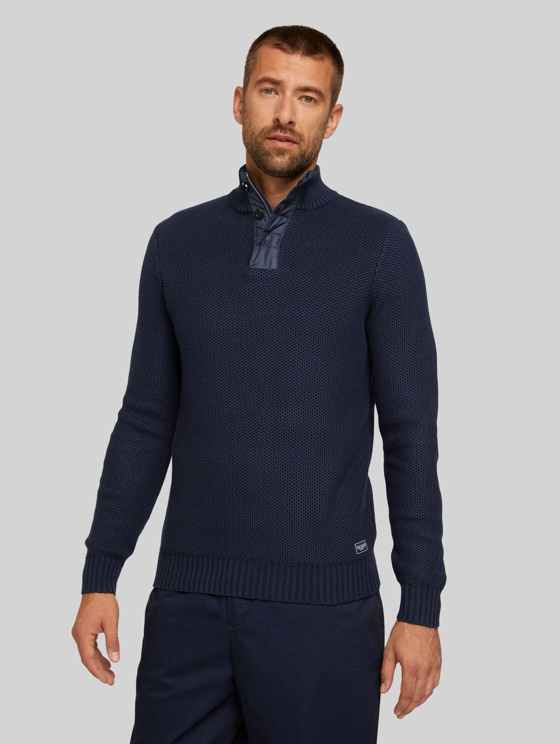 TOM TAILOR Pullover mit Troyerkragen, Herren, Sky Captain Blue, Größe: XL