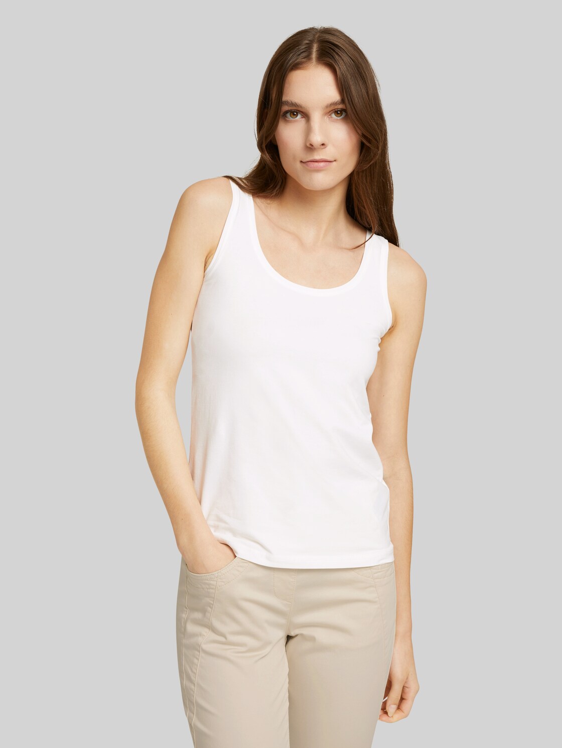 TOM TAILOR Basic Top, Damen, Whisper White, Größe: XXXL
