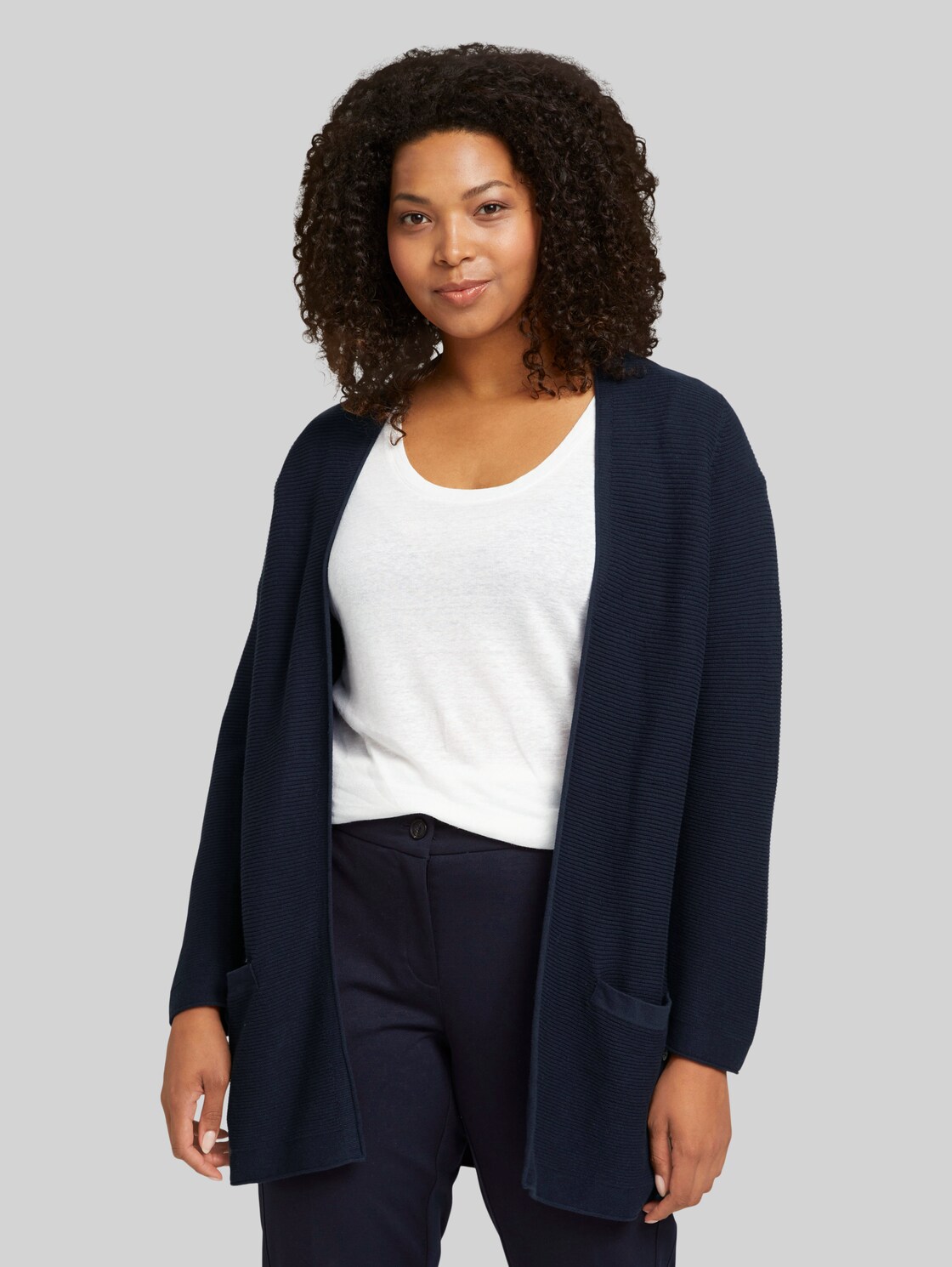 TOM TAILOR Plus - Cardigan mit Bio-Baumwolle, Damen, Sky Captain Blue, Größe: 48
