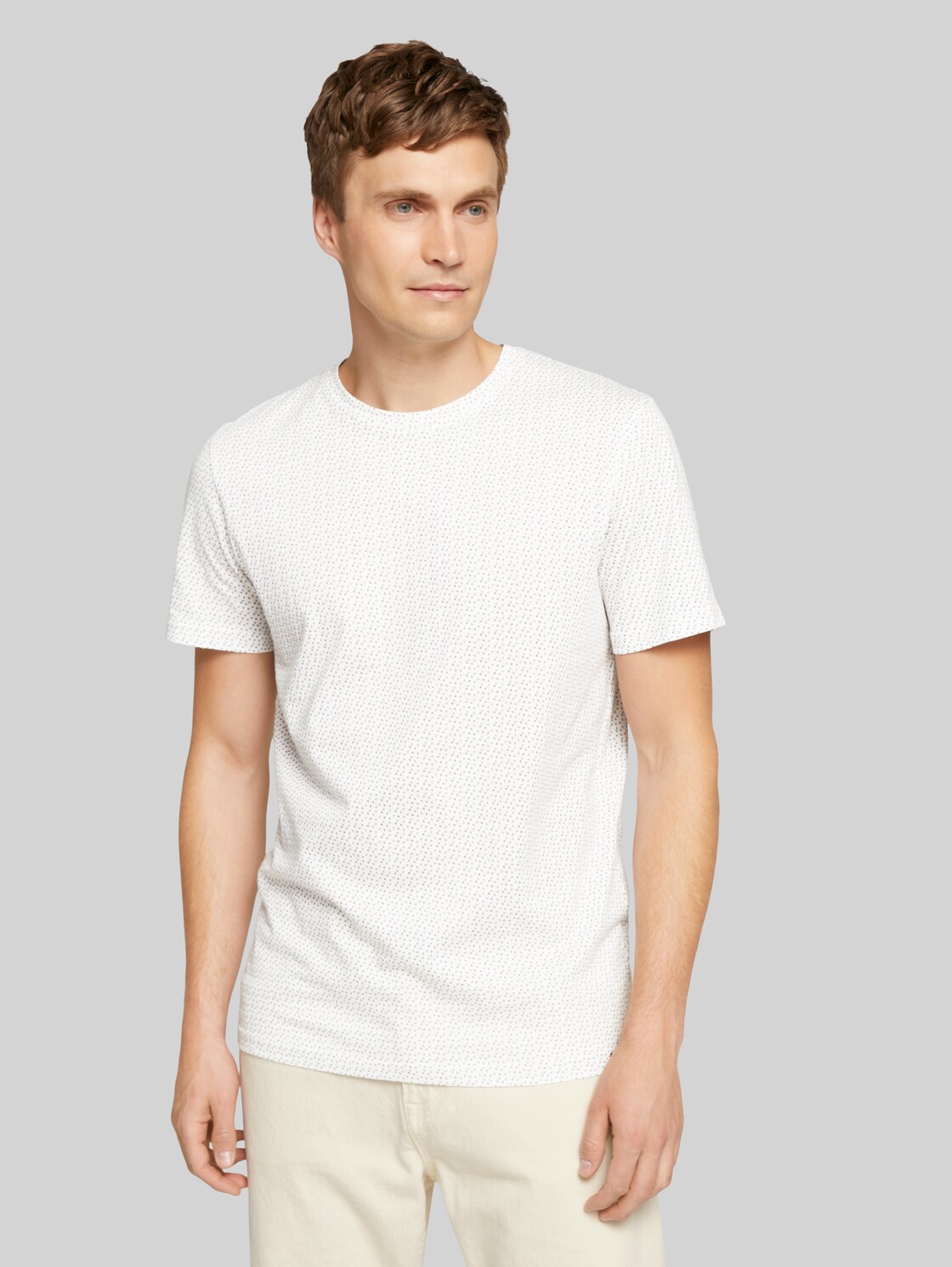 TOM TAILOR gemustertes T-Shirt, Herren, white red irregular design, Größe: XL
