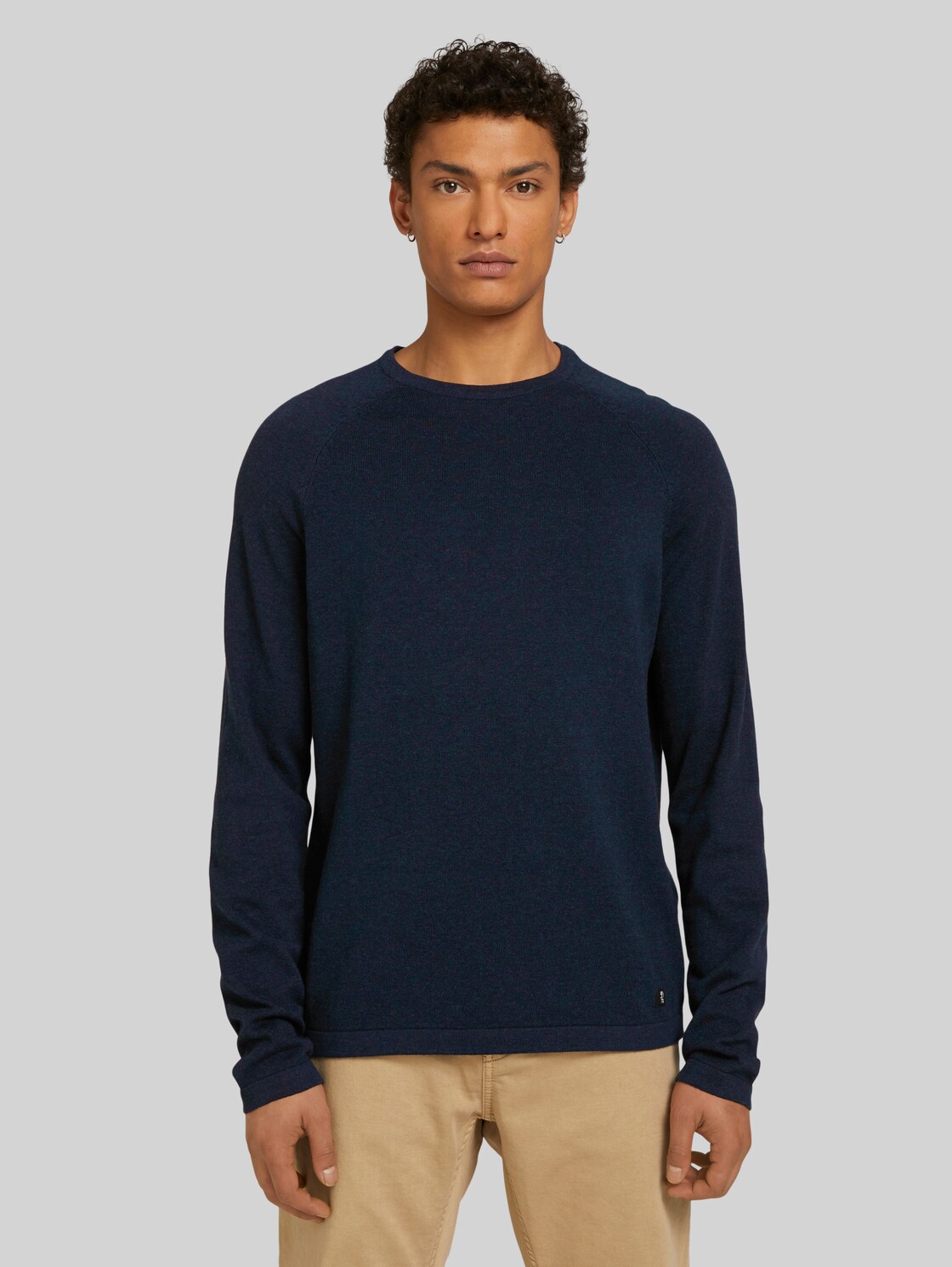 TOM TAILOR DENIM Strickpullover in Melange-Optik, Herren, Dark Blue Melange, Größe: S
