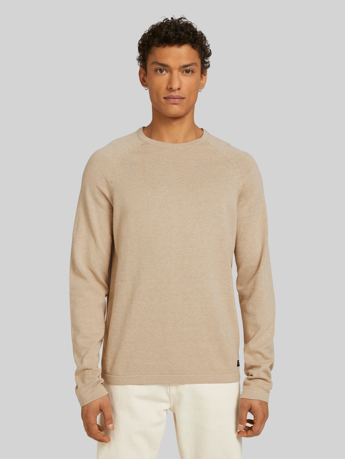 TOM TAILOR DENIM Strickpullover in Melange-Optik, Herren, beige dark melange, Größe: XL