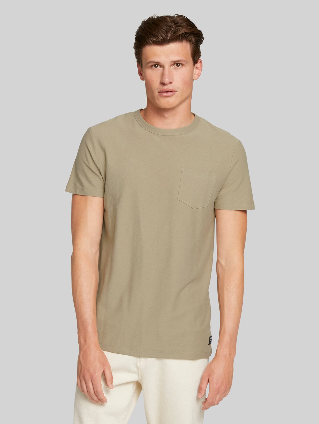 TOM TAILOR DENIM Basic T-Shirt aus Bio-Baumwolle, Herren, Silver Olive, Größe: XXL