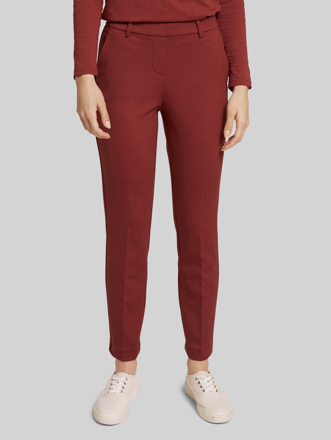 TOM TAILOR Mia Slim Bundfaltenhose, Damen, dark maroon red, Größe: 44/28