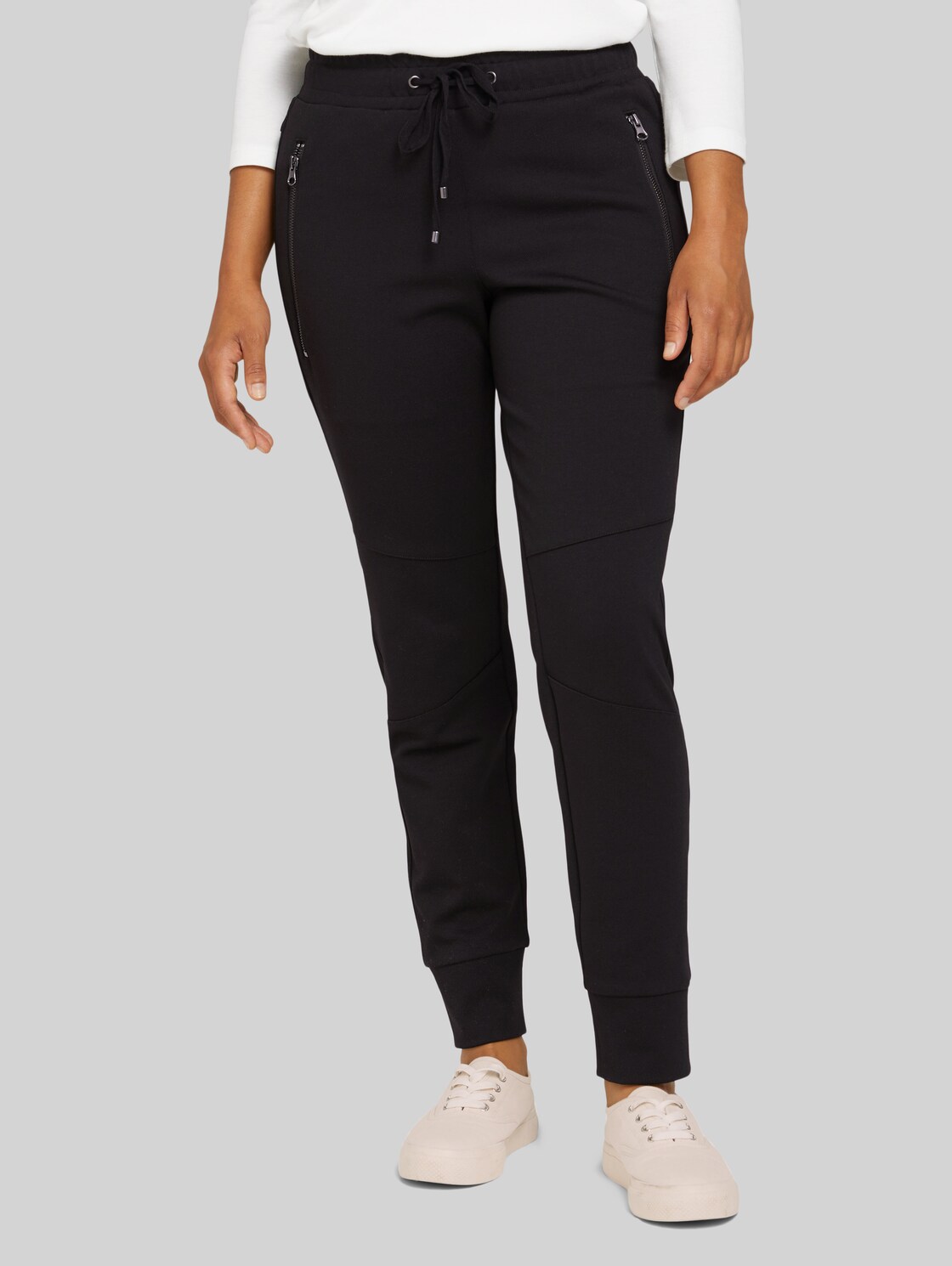 TOM TAILOR Loose Fit Hose mit Reißverschlüssen, Damen, deep black, Größe: 44/28