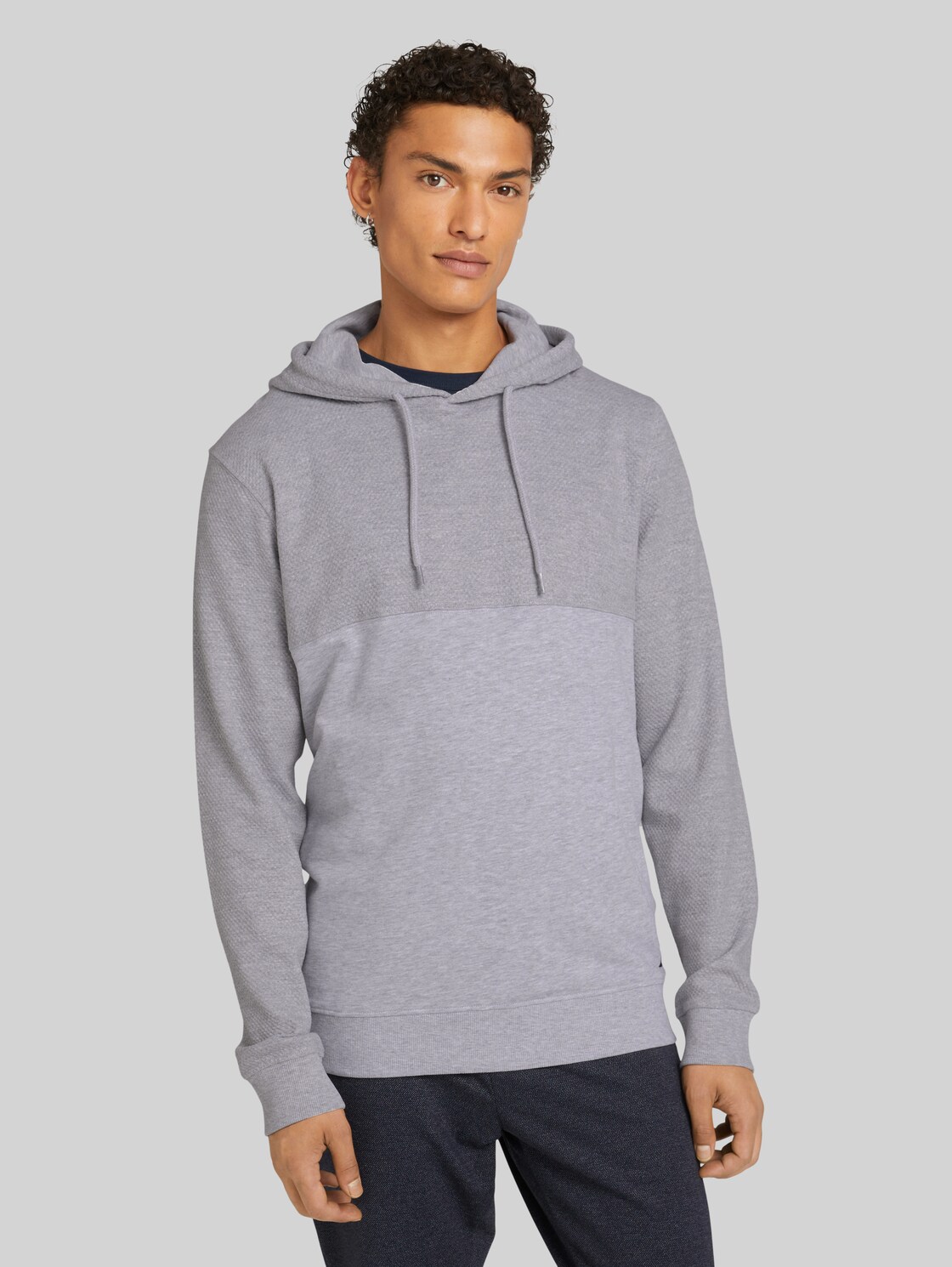 TOM TAILOR DENIM Hoodie mit Struktur, Herren, Light Stone Grey Melange, Größe: XXL