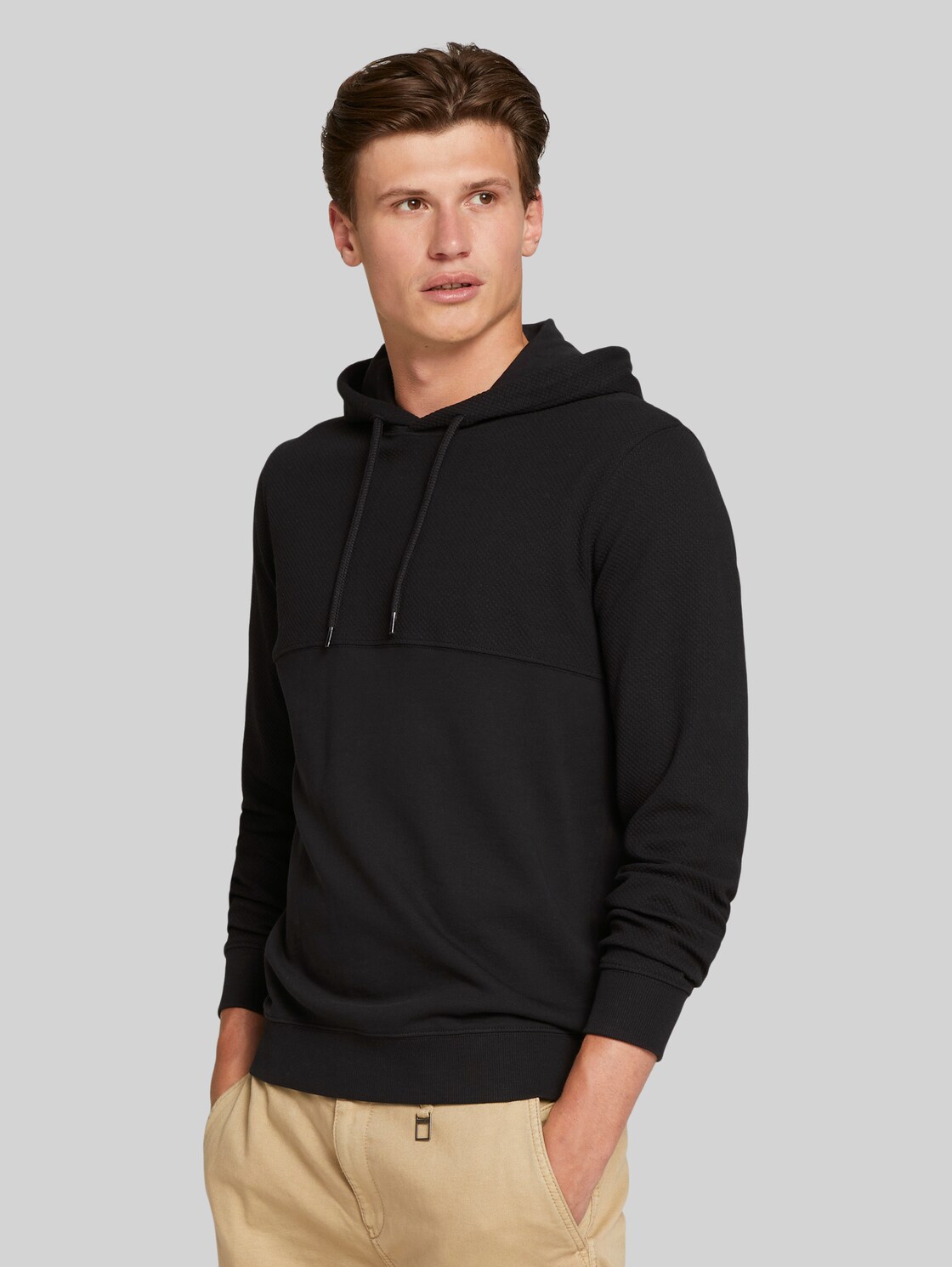 TOM TAILOR DENIM Hoodie mit Struktur, Herren, Black, Größe: XXL