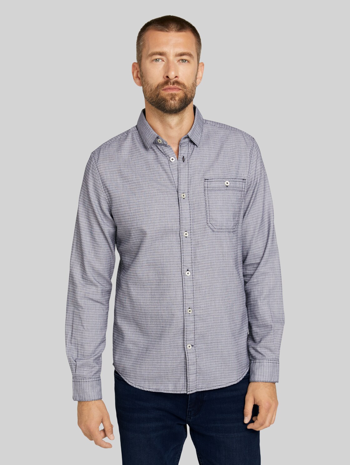 TOM TAILOR kariertes Hemd, Herren, dark blue white structure, Größe: XXL