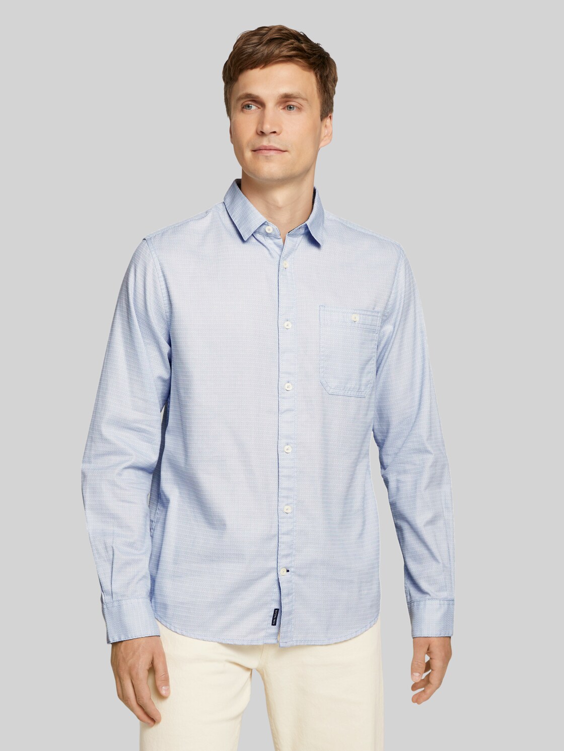 TOM TAILOR kariertes Hemd, Herren, cloudy blue white structure, Größe: XXL