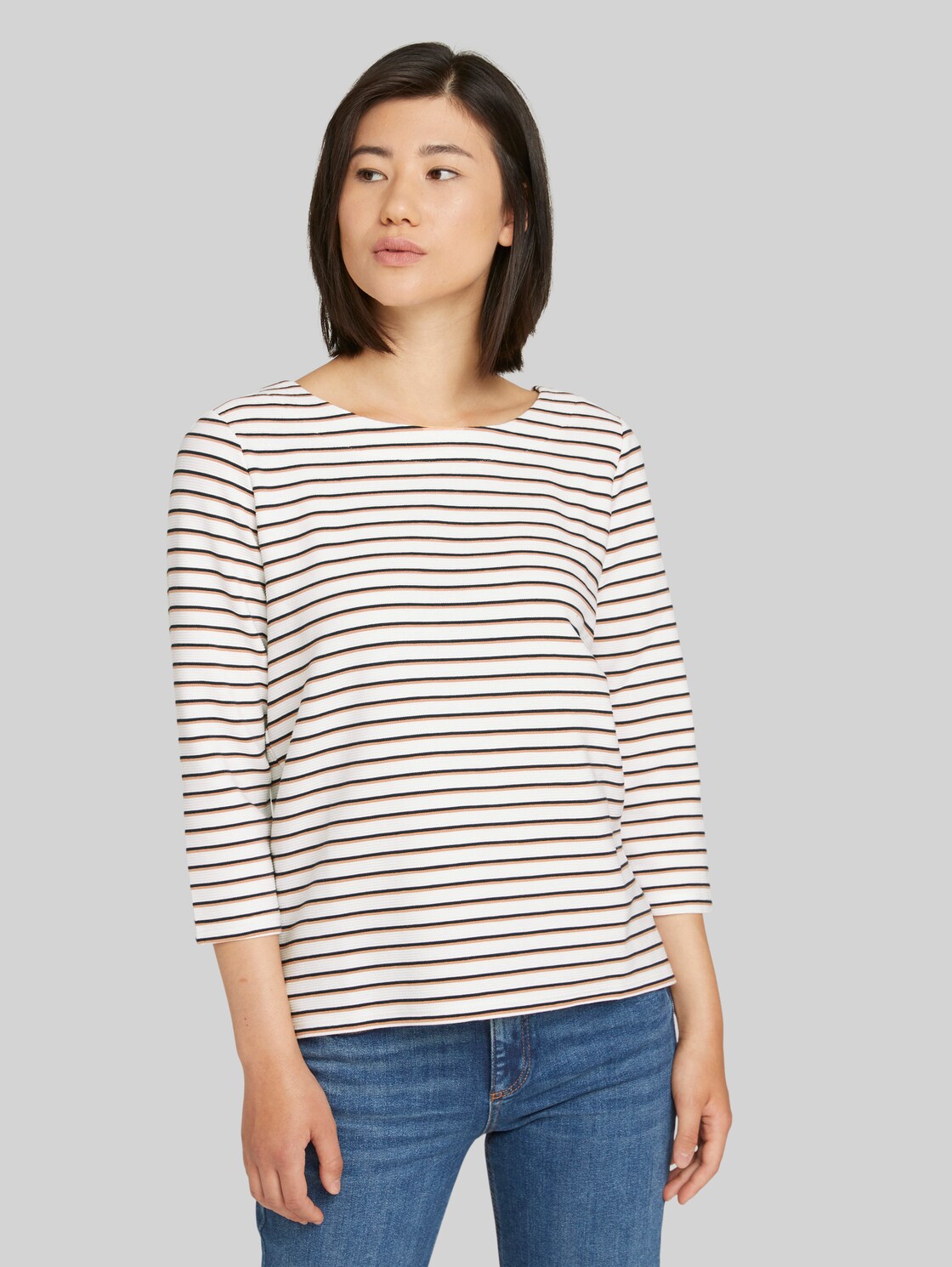 TOM TAILOR Gestreiftes Sweatshirt, Damen, offwhite ottoman stripe, Größe: XL