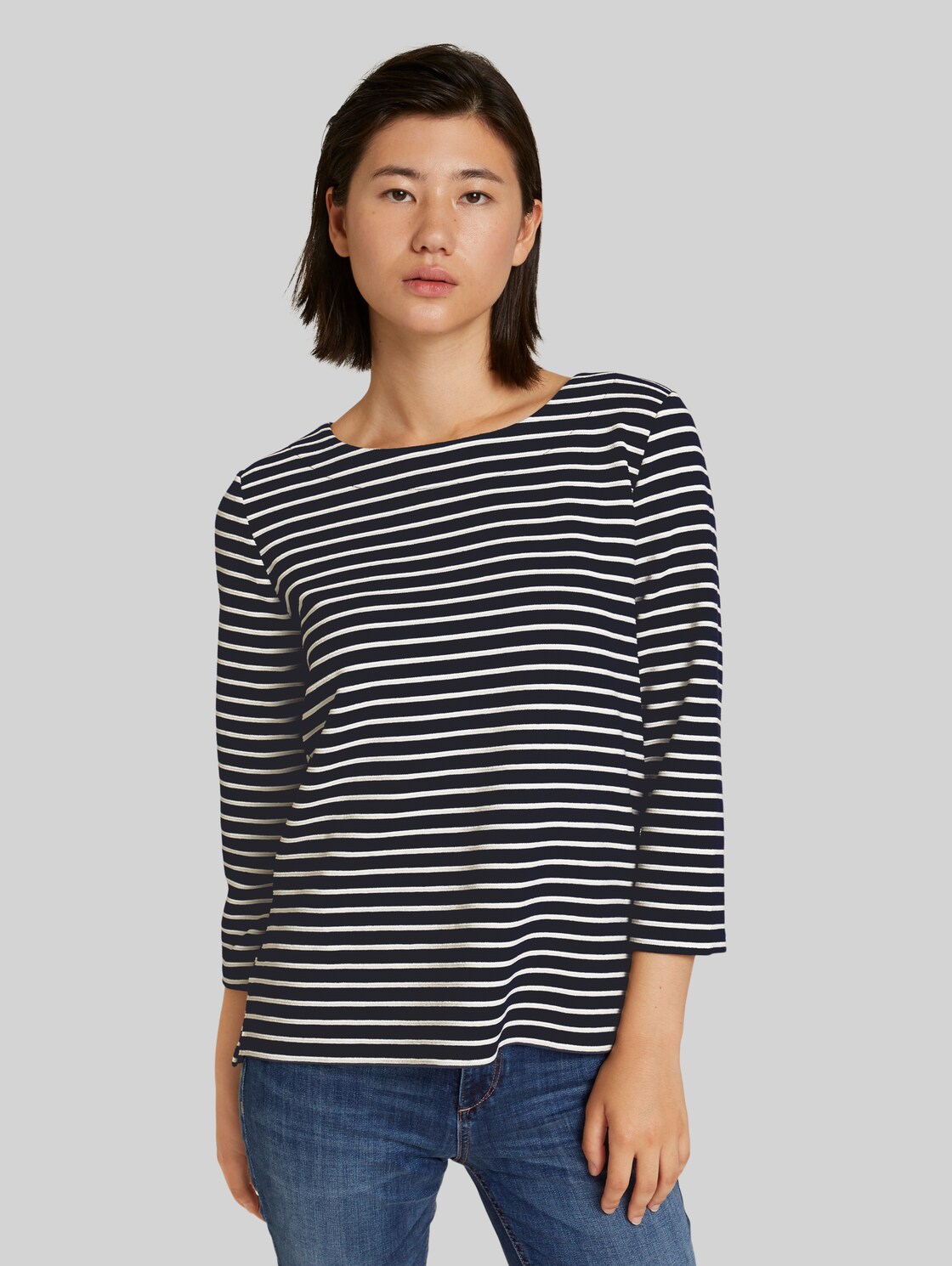 TOM TAILOR Gestreiftes Sweatshirt, Damen, navy ottoman stripe, Größe: XL