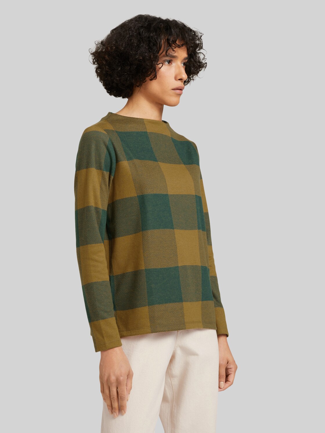 TOM TAILOR Kariertes Sweatshirt, Damen, green large check ck, Größe: XL